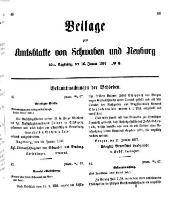 Königlich Bayerisches Kreis-Amtsblatt von Schwaben und Neuburg Mittwoch 16. Januar 1867