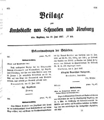 Königlich Bayerisches Kreis-Amtsblatt von Schwaben und Neuburg Mittwoch 19. Juni 1867