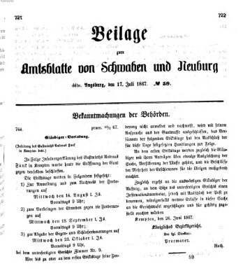 Königlich Bayerisches Kreis-Amtsblatt von Schwaben und Neuburg Mittwoch 17. Juli 1867