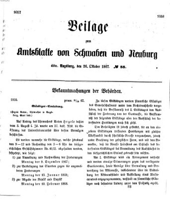 Königlich Bayerisches Kreis-Amtsblatt von Schwaben und Neuburg Samstag 26. Oktober 1867