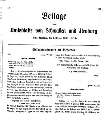 Königlich Bayerisches Kreis-Amtsblatt von Schwaben und Neuburg Samstag 1. Februar 1868