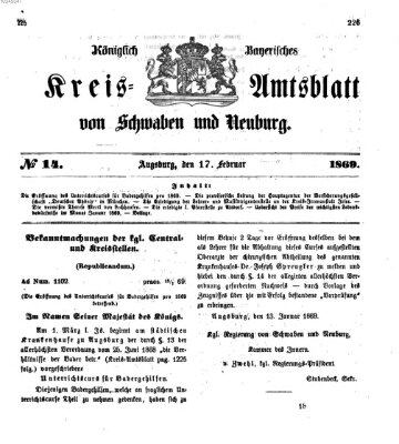 Königlich Bayerisches Kreis-Amtsblatt von Schwaben und Neuburg Mittwoch 17. Februar 1869