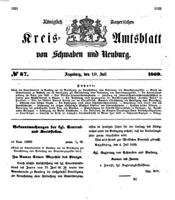 Königlich Bayerisches Kreis-Amtsblatt von Schwaben und Neuburg Samstag 10. Juli 1869