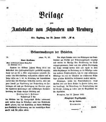Königlich Bayerisches Kreis-Amtsblatt von Schwaben und Neuburg Mittwoch 20. Januar 1869
