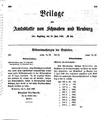 Königlich Bayerisches Kreis-Amtsblatt von Schwaben und Neuburg Mittwoch 16. Juni 1869