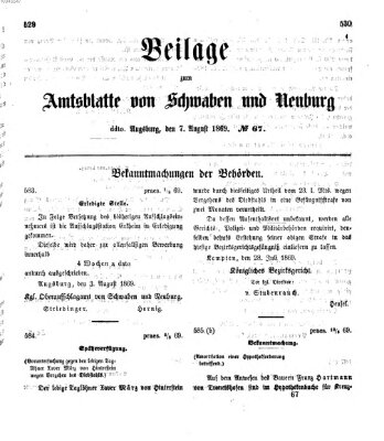Königlich Bayerisches Kreis-Amtsblatt von Schwaben und Neuburg Samstag 7. August 1869