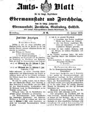 Amtsblatt für die Königlichen Bezirksämter Forchheim und Ebermannstadt sowie für die Königliche Stadt Forchheim Dienstag 13. Januar 1863