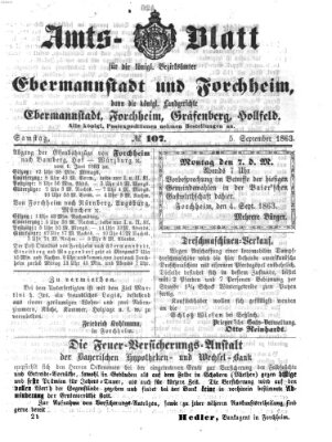Amtsblatt für die Königlichen Bezirksämter Forchheim und Ebermannstadt sowie für die Königliche Stadt Forchheim Samstag 5. September 1863