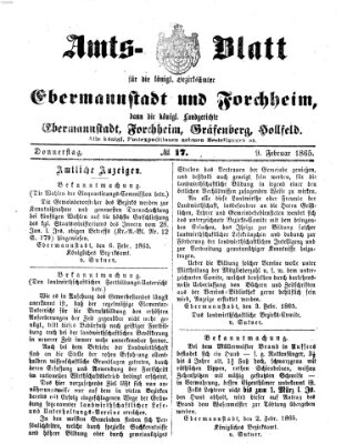 Amtsblatt für die Königlichen Bezirksämter Forchheim und Ebermannstadt sowie für die Königliche Stadt Forchheim Donnerstag 9. Februar 1865