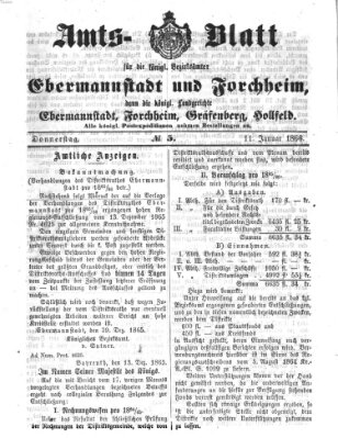 Amtsblatt für die Königlichen Bezirksämter Forchheim und Ebermannstadt sowie für die Königliche Stadt Forchheim Donnerstag 11. Januar 1866