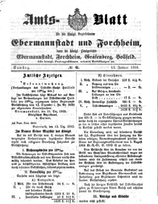 Amtsblatt für die Königlichen Bezirksämter Forchheim und Ebermannstadt sowie für die Königliche Stadt Forchheim Samstag 13. Januar 1866