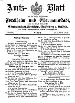 Amtsblatt für die Königlichen Bezirksämter Forchheim und Ebermannstadt sowie für die Königliche Stadt Forchheim Samstag 17. Oktober 1868