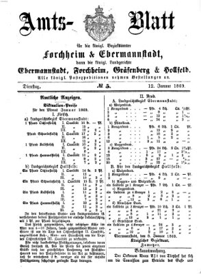 Amtsblatt für die Königlichen Bezirksämter Forchheim und Ebermannstadt sowie für die Königliche Stadt Forchheim Dienstag 12. Januar 1869