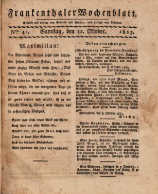 Frankenthaler Wochen-Blatt Samstag 11. Oktober 1823