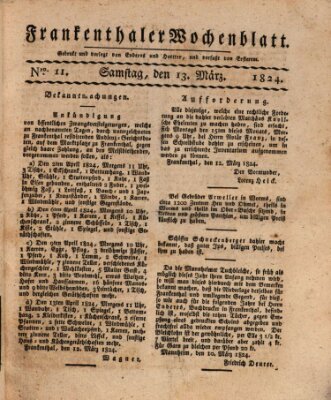 Frankenthaler Wochen-Blatt Samstag 13. März 1824