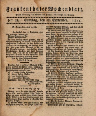 Frankenthaler Wochen-Blatt Samstag 18. September 1824