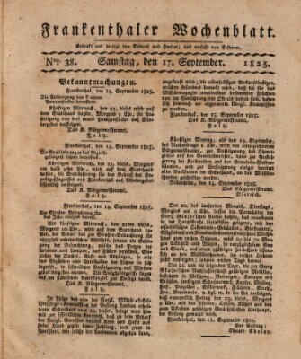Frankenthaler Wochen-Blatt Samstag 17. September 1825