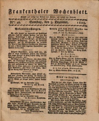 Frankenthaler Wochen-Blatt Samstag 3. Dezember 1825