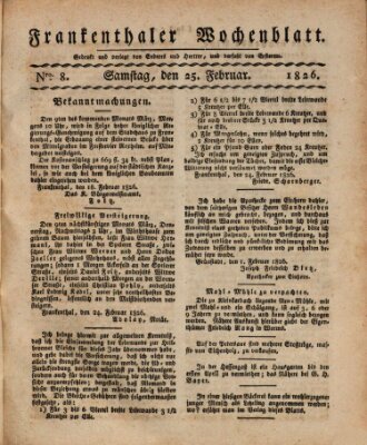 Frankenthaler Wochen-Blatt Samstag 25. Februar 1826