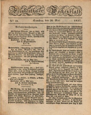 Frankenthaler Wochen-Blatt Samstag 26. Mai 1827