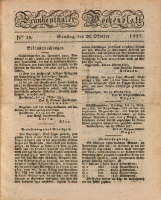 Frankenthaler Wochen-Blatt Samstag 20. Oktober 1827