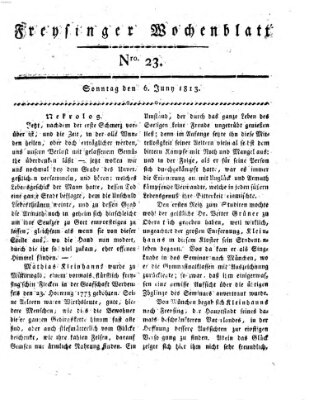 Freisinger Wochenblatt Sonntag 6. Juni 1813