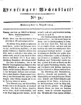 Freisinger Wochenblatt Sonntag 1. August 1813