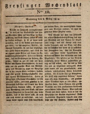 Freisinger Wochenblatt Sonntag 6. März 1814