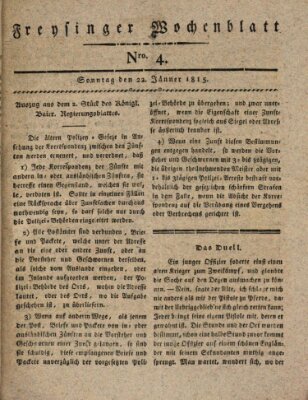 Freisinger Wochenblatt Sonntag 22. Januar 1815