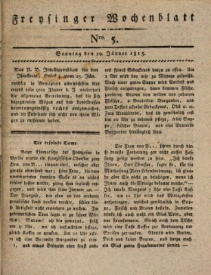 Freisinger Wochenblatt Sonntag 29. Januar 1815