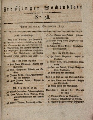 Freisinger Wochenblatt Sonntag 17. September 1815