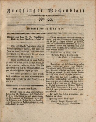 Freisinger Wochenblatt Sonntag 18. Mai 1817