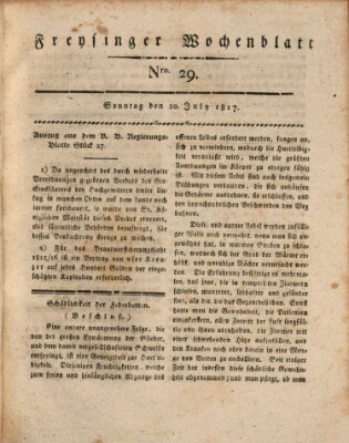 Freisinger Wochenblatt Sonntag 20. Juli 1817
