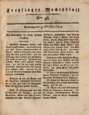 Freisinger Wochenblatt Sonntag 19. Oktober 1817
