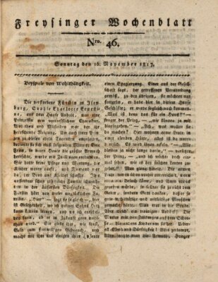 Freisinger Wochenblatt Sonntag 16. November 1817