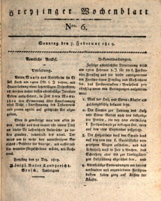 Freisinger Wochenblatt Sonntag 7. Februar 1819