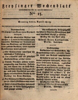 Freisinger Wochenblatt Sonntag 11. April 1819
