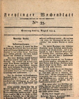 Freisinger Wochenblatt Sonntag 15. August 1819