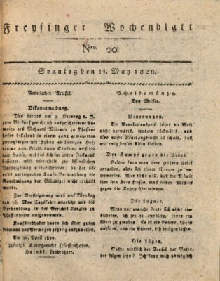 Freisinger Wochenblatt Sonntag 14. Mai 1820
