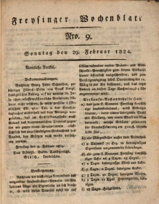 Freisinger Wochenblatt Sonntag 29. Februar 1824