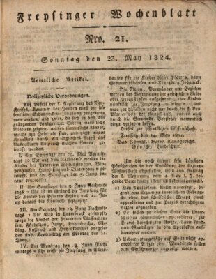Freisinger Wochenblatt Sonntag 23. Mai 1824