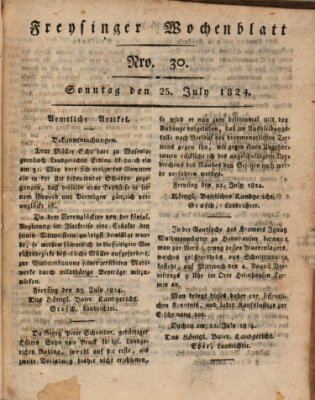 Freisinger Wochenblatt Sonntag 25. Juli 1824