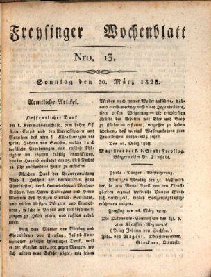 Freisinger Wochenblatt Sonntag 30. März 1828