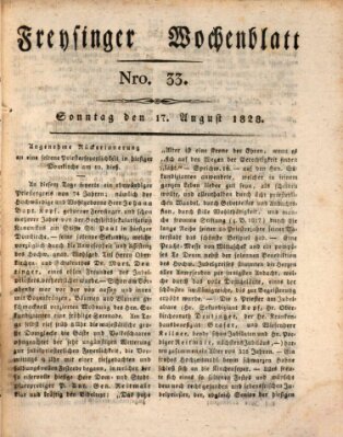 Freisinger Wochenblatt Sonntag 17. August 1828