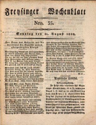 Freisinger Wochenblatt Sonntag 31. August 1828