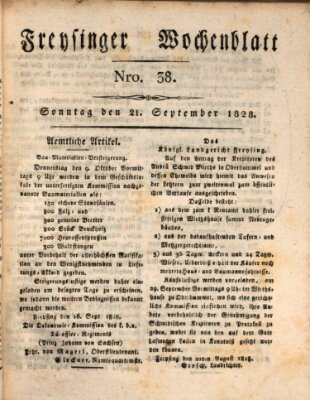 Freisinger Wochenblatt Sonntag 21. September 1828