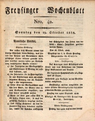 Freisinger Wochenblatt Sonntag 19. Oktober 1828
