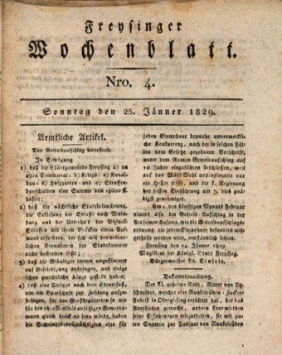 Freisinger Wochenblatt Sonntag 25. Januar 1829