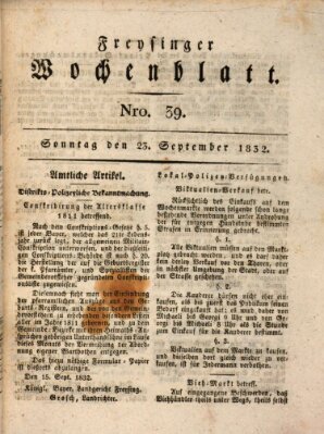 Freisinger Wochenblatt Sonntag 23. September 1832