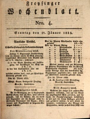Freisinger Wochenblatt Sonntag 27. Januar 1833
